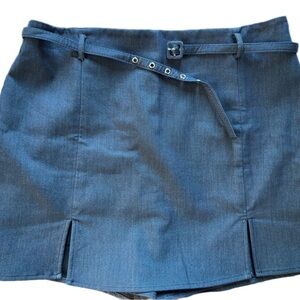 Zara Blue Denim-Look Skort with Belt